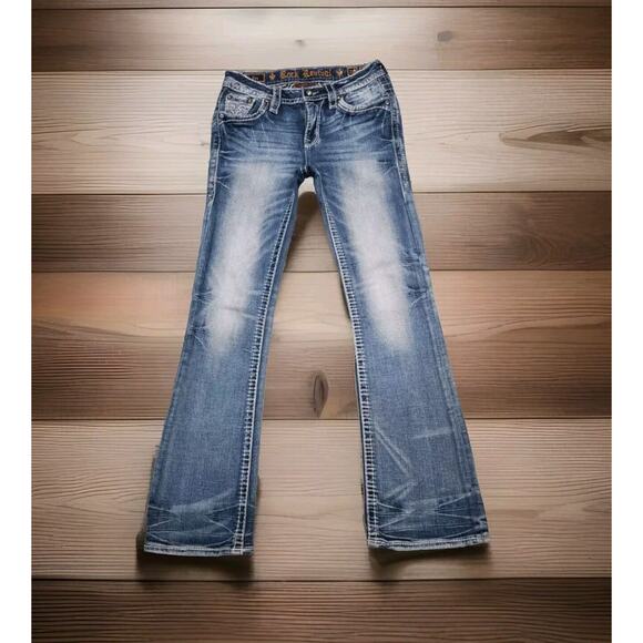 Rock revival Rhinestone Flap Pocket Fay Mid-Rise Bootcut Jeans Size 26 W 28×30 - Picture 2 of 10